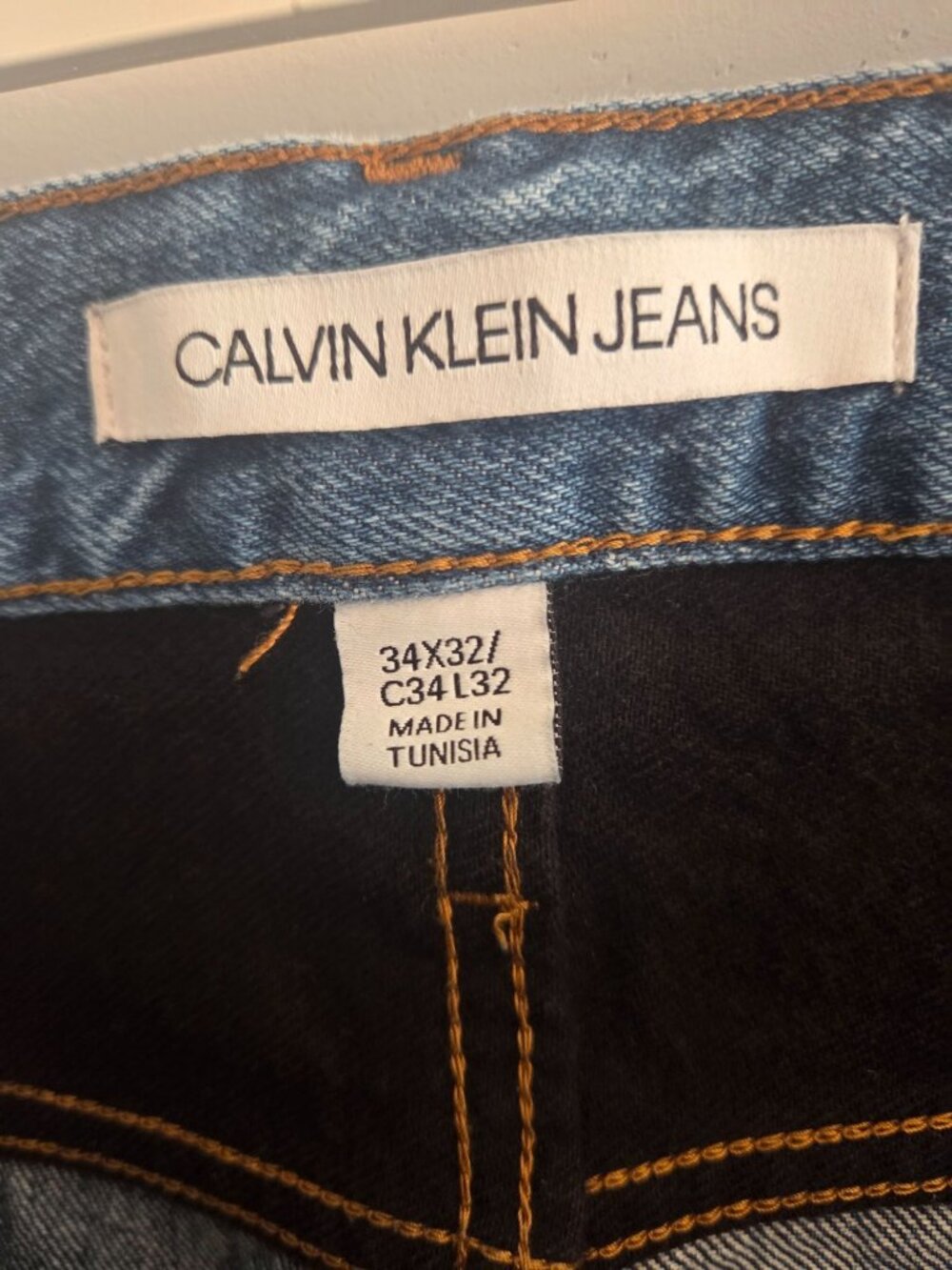 Calvin Klein Premium Italian Denim Jeans 34X32 Contrast Patch Detailing Modern F - Picture 5 of 10